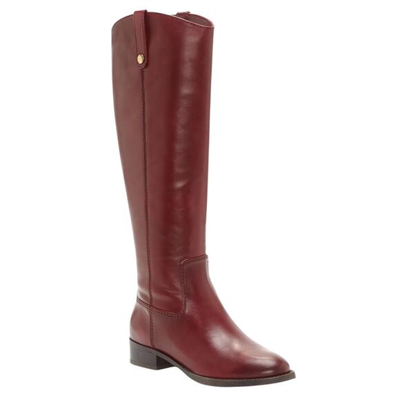 INC Women's Fawne Leather Wide Calf Riding Boots Burgundy Size 9 - Picture 1 of 6